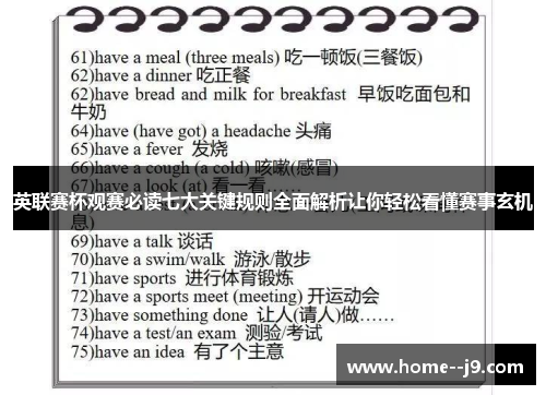 英联赛杯观赛必读七大关键规则全面解析让你轻松看懂赛事玄机